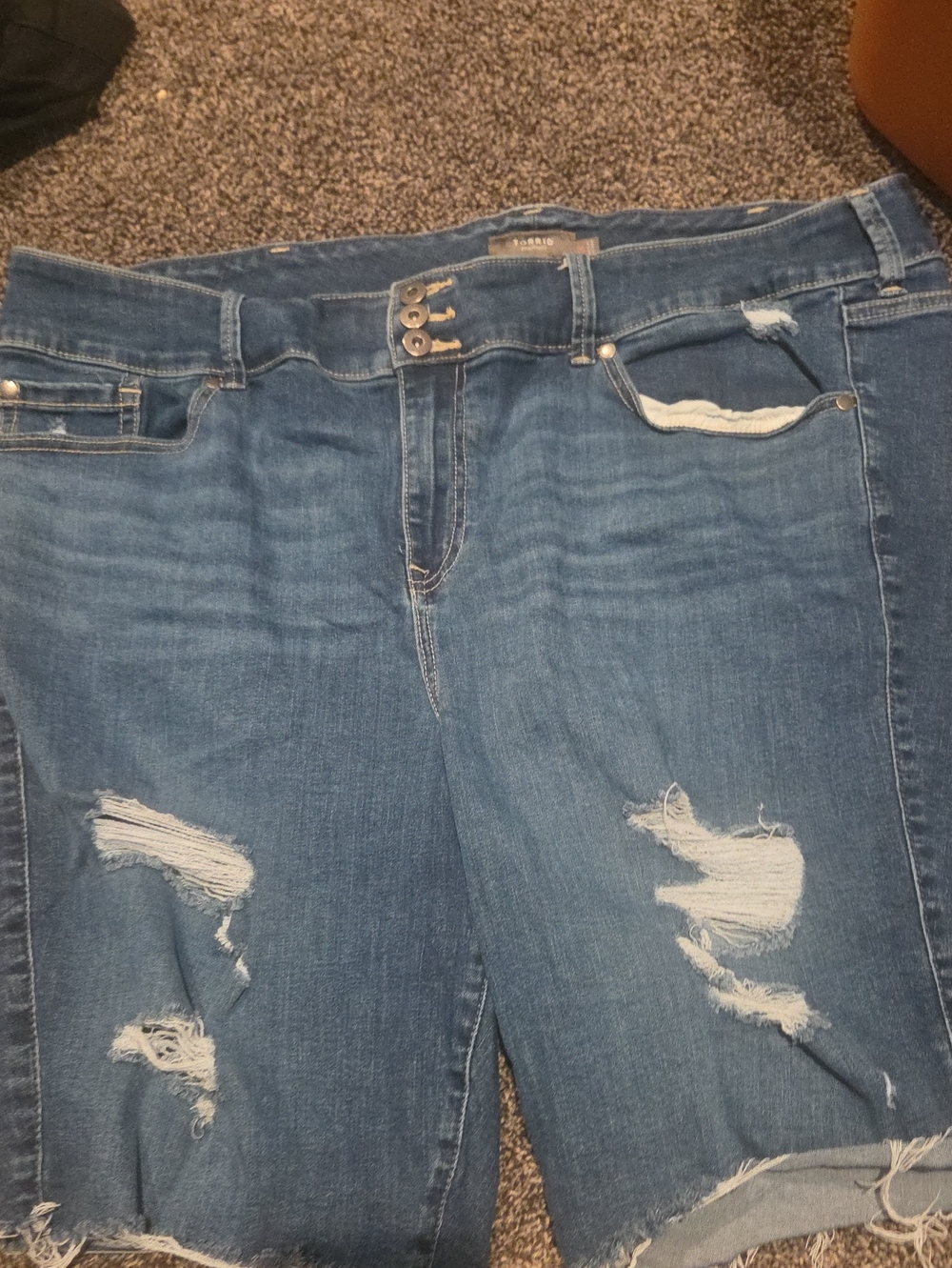 torrid Blue Distressed Boyfriend Jeans Shorts